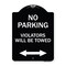 Signmission Parking Violators Will Towed W/ Bidirectional Arrow Heavy-Gauge Alum Sign, 24" x 18", BW-1824-23349 A-DES-BW-1824-23349 - alternate 1